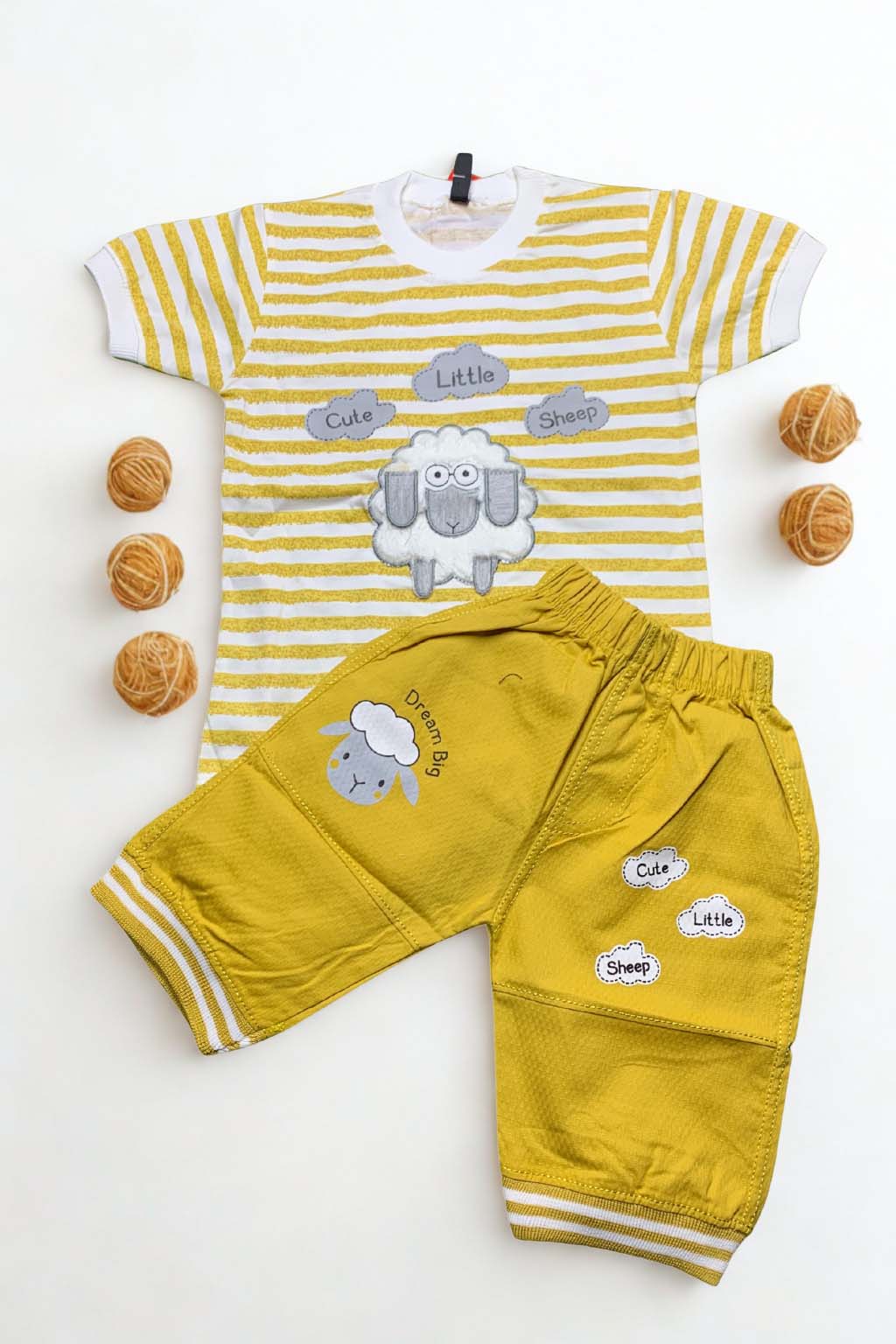 Cute Sheep Kids Summer Suits Shorts And T-Shirts Set From 1 Year to 4 Years