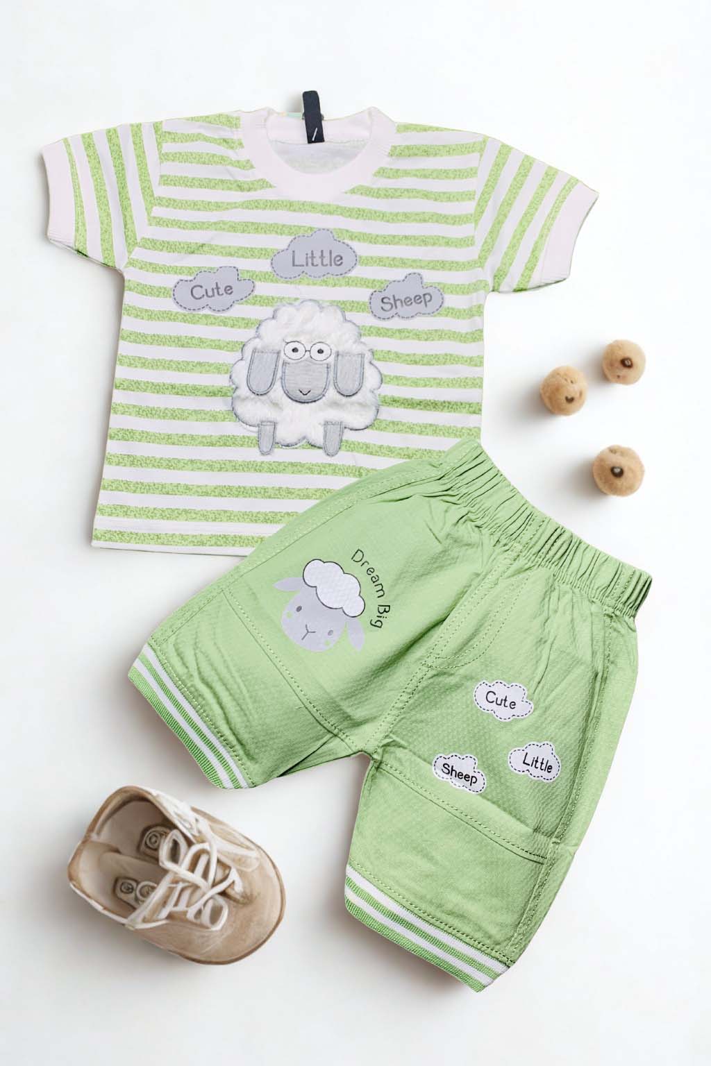 Cute Sheep Kids Summer Suits Shorts And T-Shirts Set From 1 Year to 4 Years