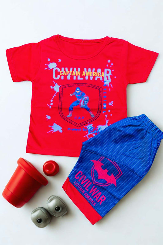 Cap America  Kids Summer Suits Shorts And T-Shirts Set From 1 Years to 4 Years