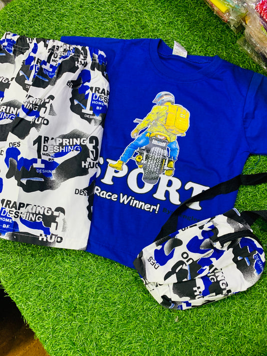 Sport Kids Summer Suits With Shorts And T-Shirts From 1 Year To 4 Years With Bag