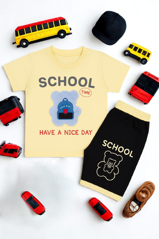 School Time Kids Summer Suits Shorts And T-Shirts Set From 1 Year to 4 Years