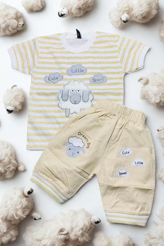 Cute Sheep Kids Summer Suits Shorts And T-Shirts Set From 1 Year to 4 Years